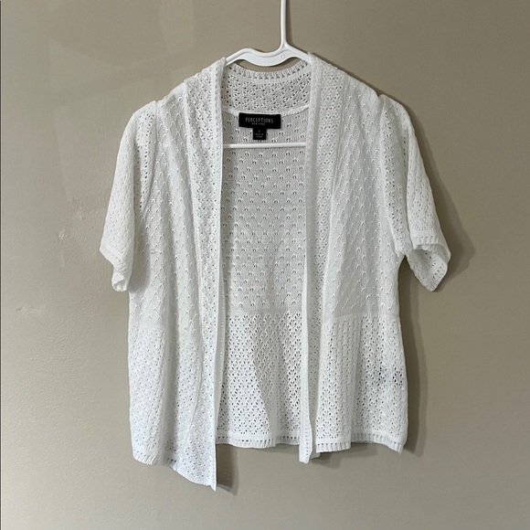 Perceptions White Open-Front Cardigan - Picture 1 of 2